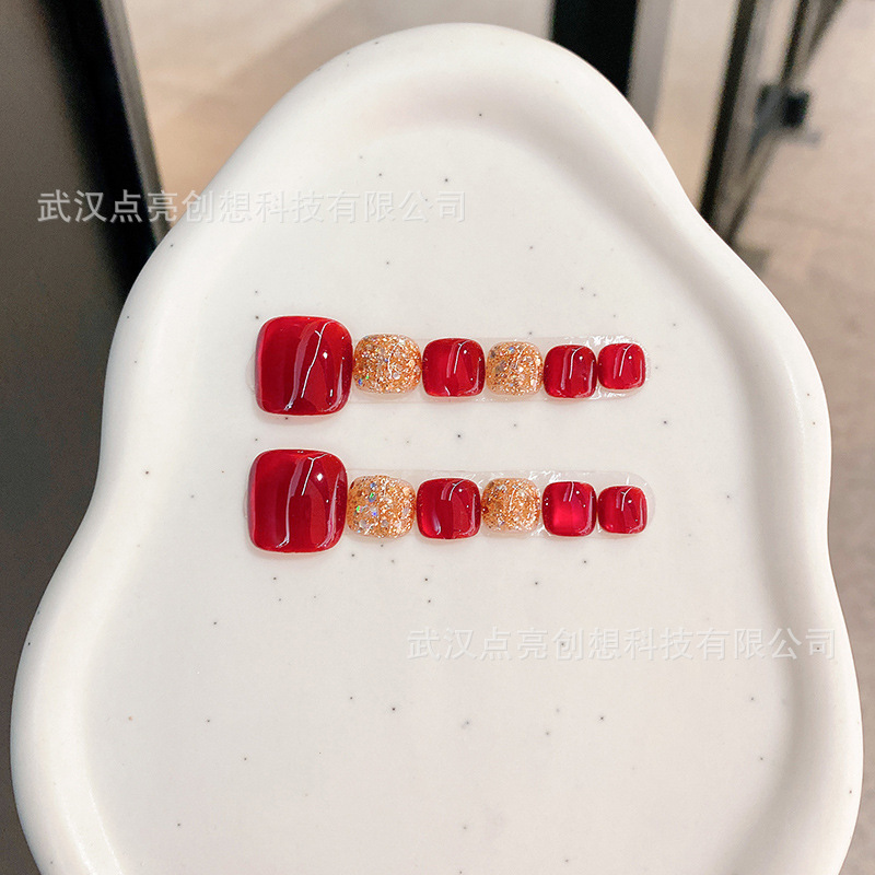 (Original) 25 Summer New Hand-worn Armor wine red Champagne Fine Flash White High-end Feet Manicure (Original) 25 Summer New Hand-worn Armor wine red Champagne Fine Flash White High-end Feet Manicure