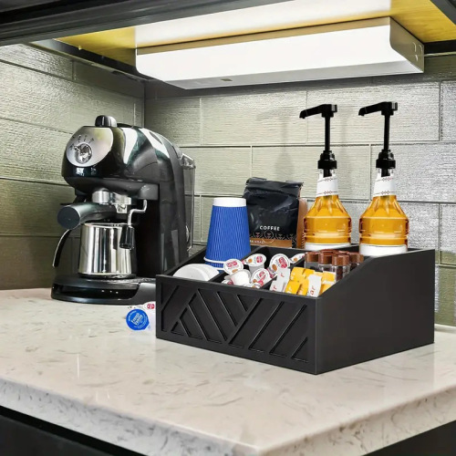 Wooden storage box coffee tea bag organizer separator household coffee paper cup bar top real wood storage box