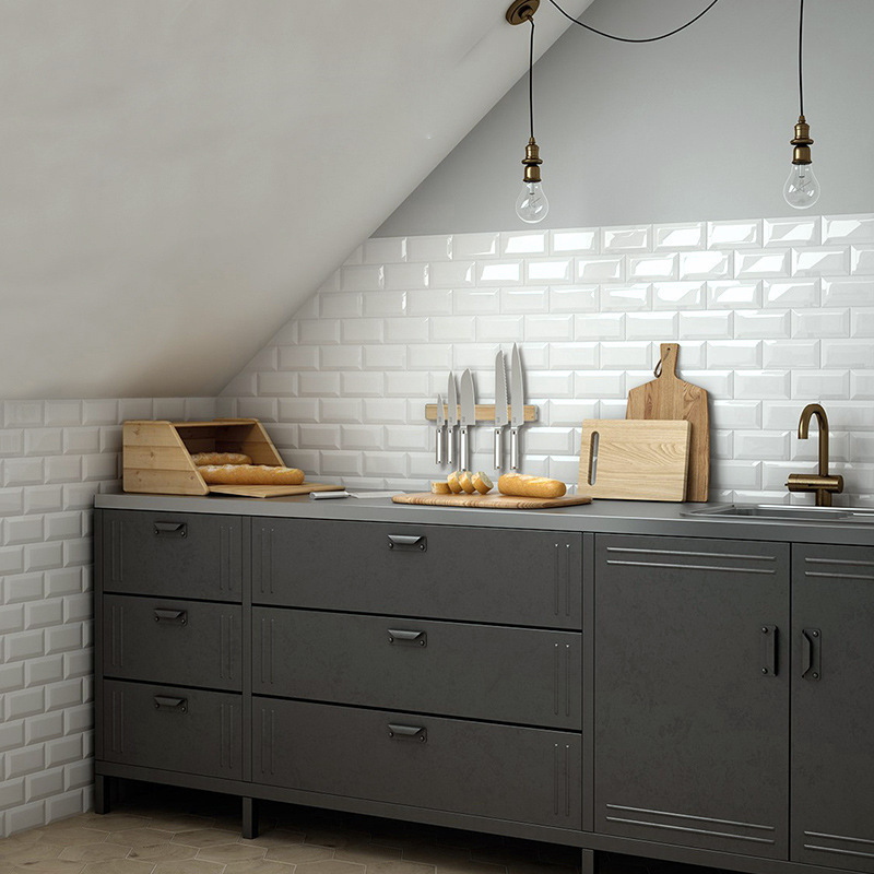 Scandinavian Style Kitchen Subway Tiles Bathroom Matte Bread Tiles Wall Tiles Bathroom Small White Tiles 75*150 Black