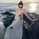 Niche design three-dimensional embroidered flower holiday style sling dress Sanya Travel Photography loose backless dress