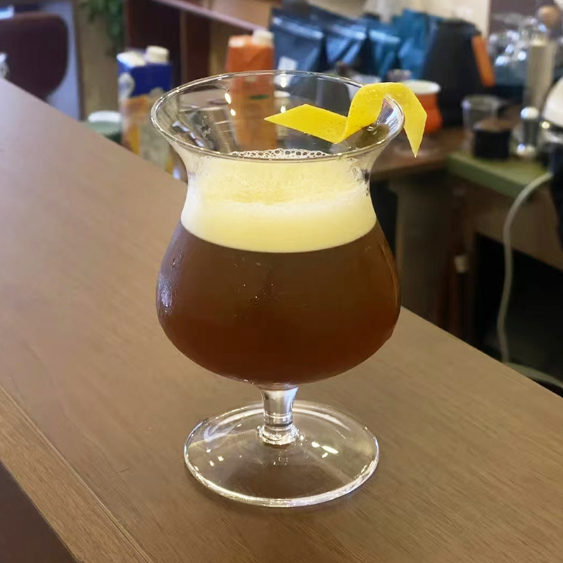 Ins風斜口高脚グラス氷アメリカラテコーヒーカップ創意カクテルカップ特調ドリンクカップ|undefined