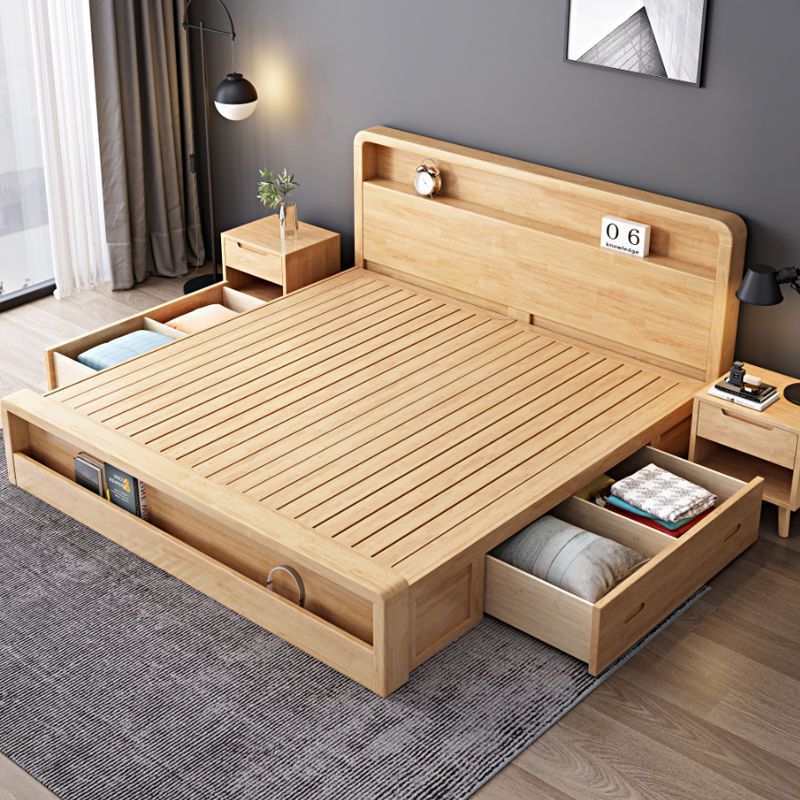 實木床北歐風.8米.5米高箱儲物床現代簡約經濟型全實木臥室