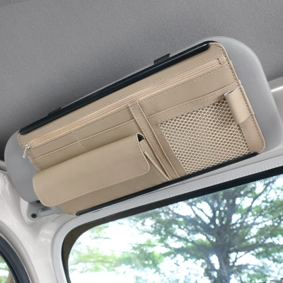 Car Sun Visor Storage Card Car Glasses Clip/Bill Clip - mi-8016-glasses-case-leather