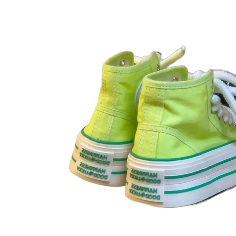 Juelaifei thick-soled breathable canvas shoes 2025 spring new versatile casual high-top canvas shoes for women