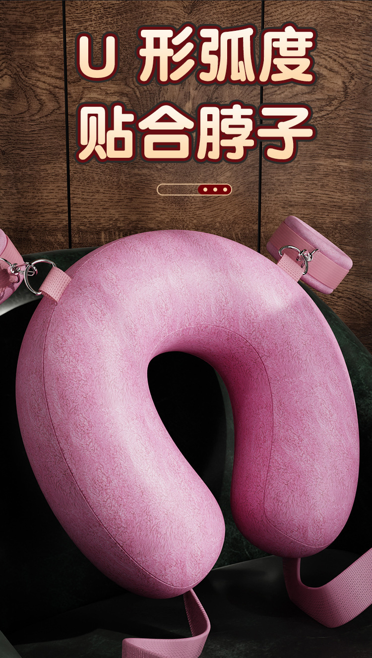 Bed Restraint Kit with Split-Leg Cushion and Eye Mask, Faux Leather Bondage Set — detail image 5