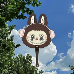 新拉布布小扇子LABUBU可爱卡通同人随身便携手摇扇夏天圆扇学生用