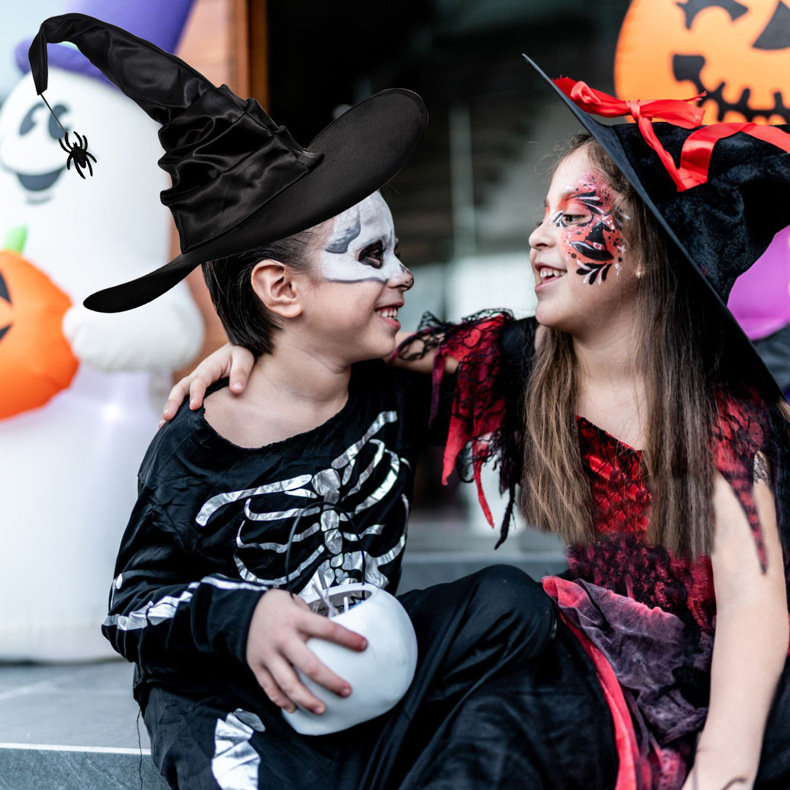 Nuevo sombrero de bruja plegable de Halloween araña negra sombrero de bruja negro Oxford tela sombrero de bruja accesorios de maquillaje