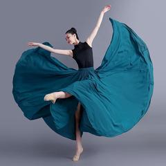 代理の720度の大きい振り子のダンスのスカートの2層のシフォンの垂感の半身の長いスカートの女性の純色の新疆のダンスのスカートの半身のスカート