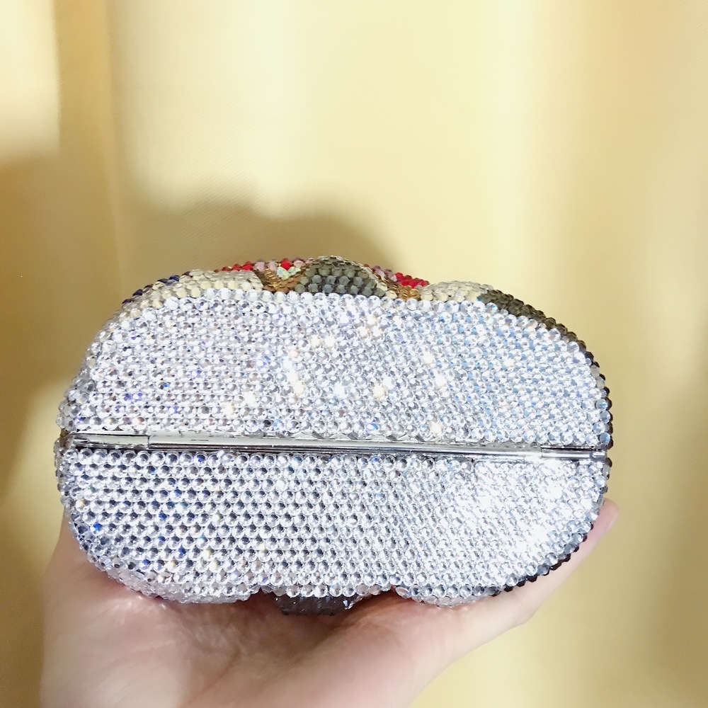 * Cartoon animal camello forma de diamante bolsas de cena bolsas de cristal de diamantes hechas a mano bolsas de caja dura para mujeres