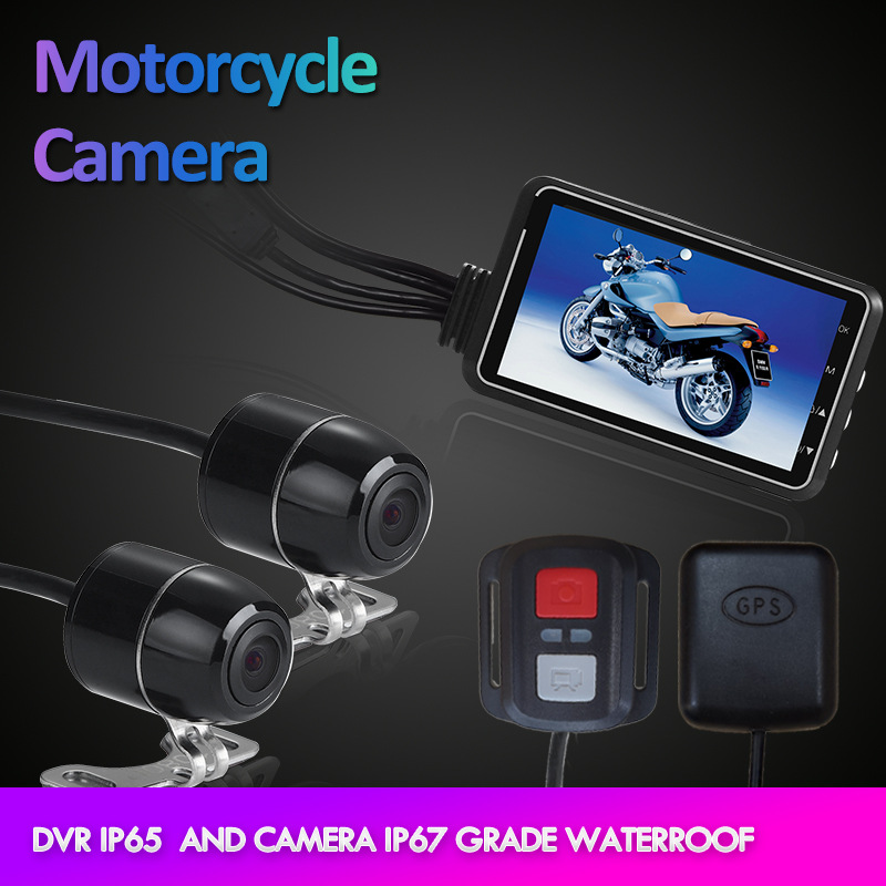 Motorcycle Driving Recorder Hd Dual 1080P Waterproof Front and Rear Camera Motorcycle Recorder Gps Wifi