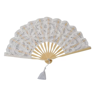 现货27cm 蕾丝婚礼扇 蕾丝扇纯色 竹扇