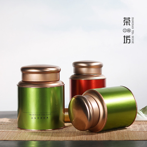New universal tea can tinplate metal packaging box small green tangerine dry goods sealed black tea green tea round packaging