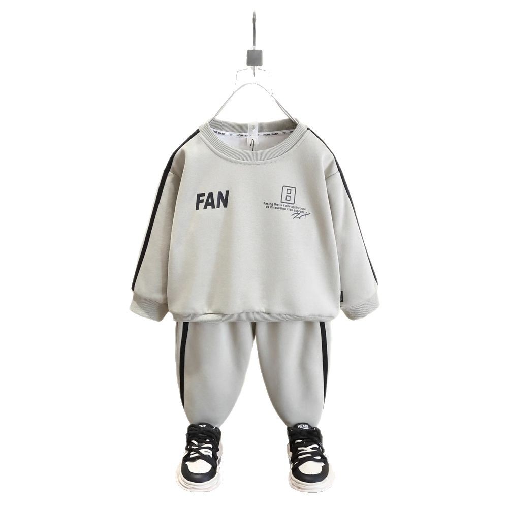 7500 traje de suéter de primavera para niños 2025 nueva ropa para niños estilo occidental ropa deportiva de primavera y otoño traje de dos piezas para bebés