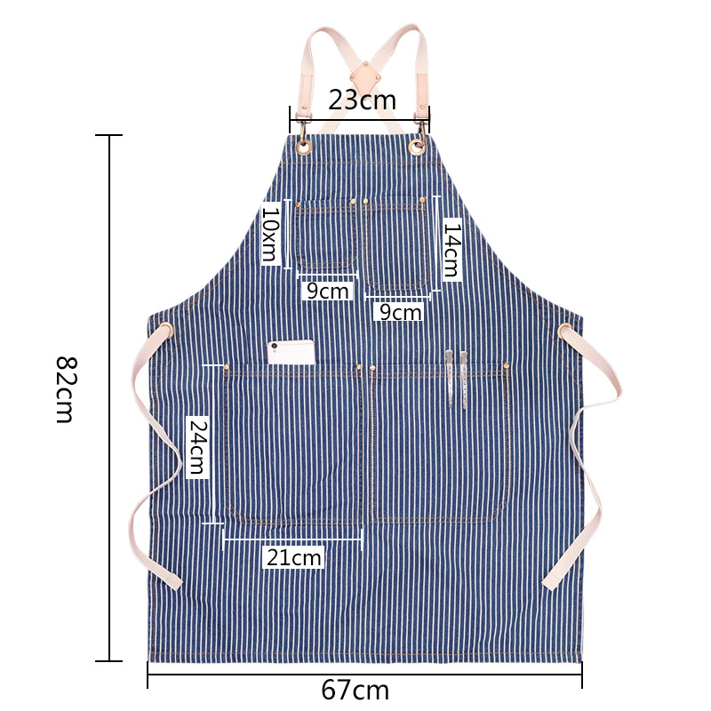 Transfronterizo Amazon jeans rayas delantal personalizado logotipo de té restaurante camarero ropa de trabajo delantal personalizado al por mayor