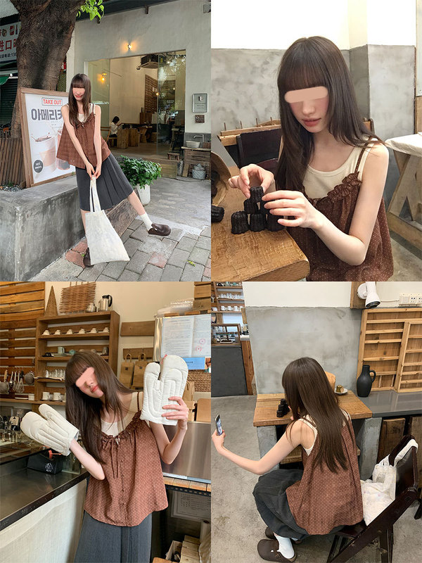 你好卡农 小众设计感波点吊带背心女夏季2025新款无袖上衣两件套|undefined
