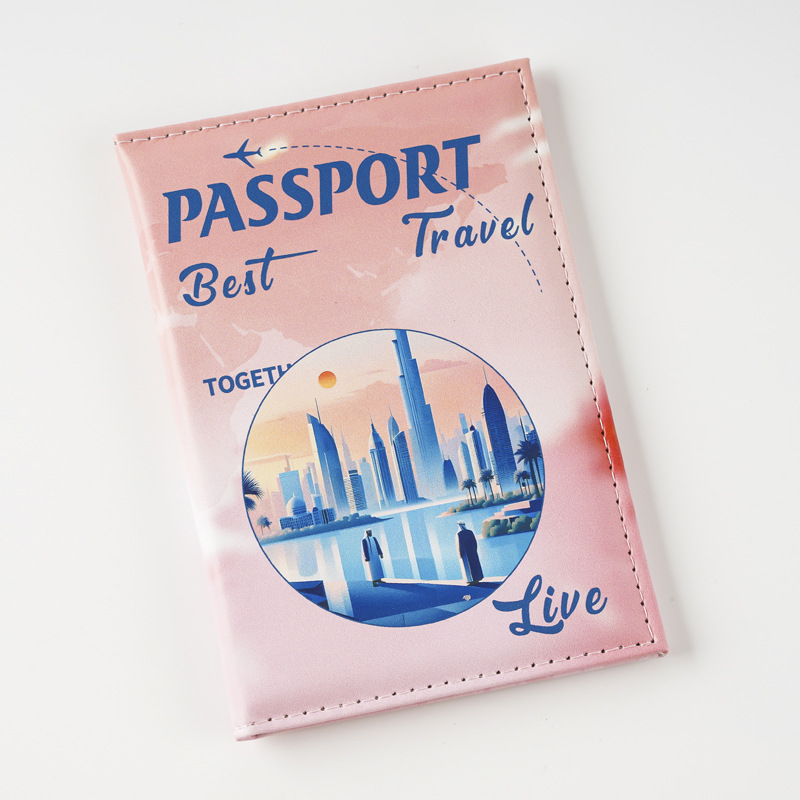 Pu Leather Material Unisex Classic Style Landscape Pu Leather Passport Holders