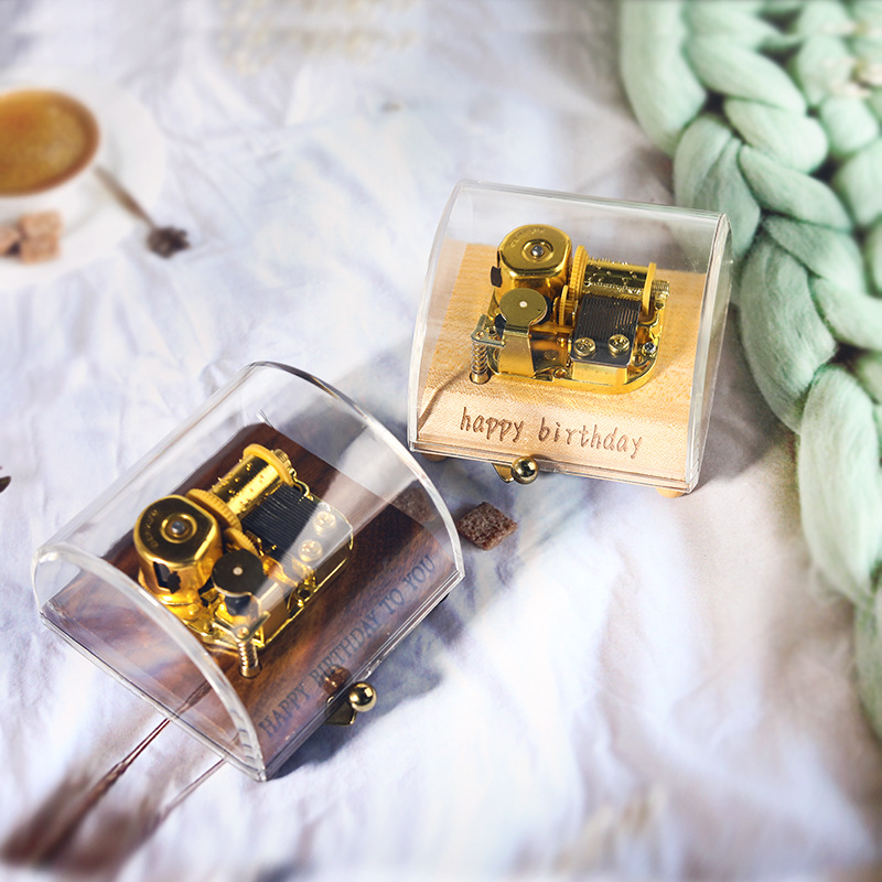 DIY arched transparent acrylic music box creative music box for girls as a gift that can be engraved with pictures and songs