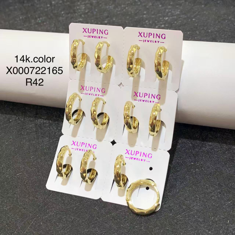 No. 10 chapado 14K color auriculares 6 pares para una tarjeta