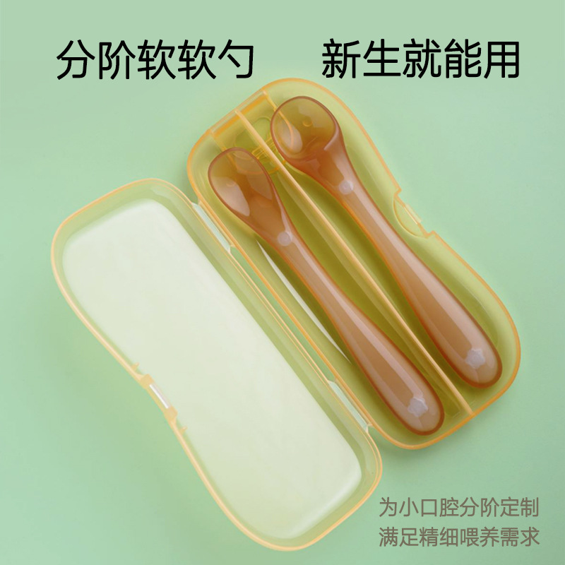 Baby Silicone Spoon Newborn Baby Feeding Water Small Spoon Children's Tableware Auxiliary Food Spoon Full Silicone Soft Head Silicone Spoon