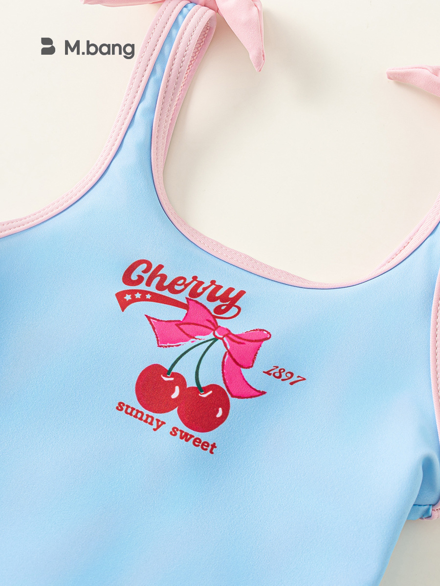 Youbao ropa para niños niñas estilo verano lazo estampado color a juego falda de tirantes traje de baño sombrero de baño de color sólido traje de baño de una pieza para niñas