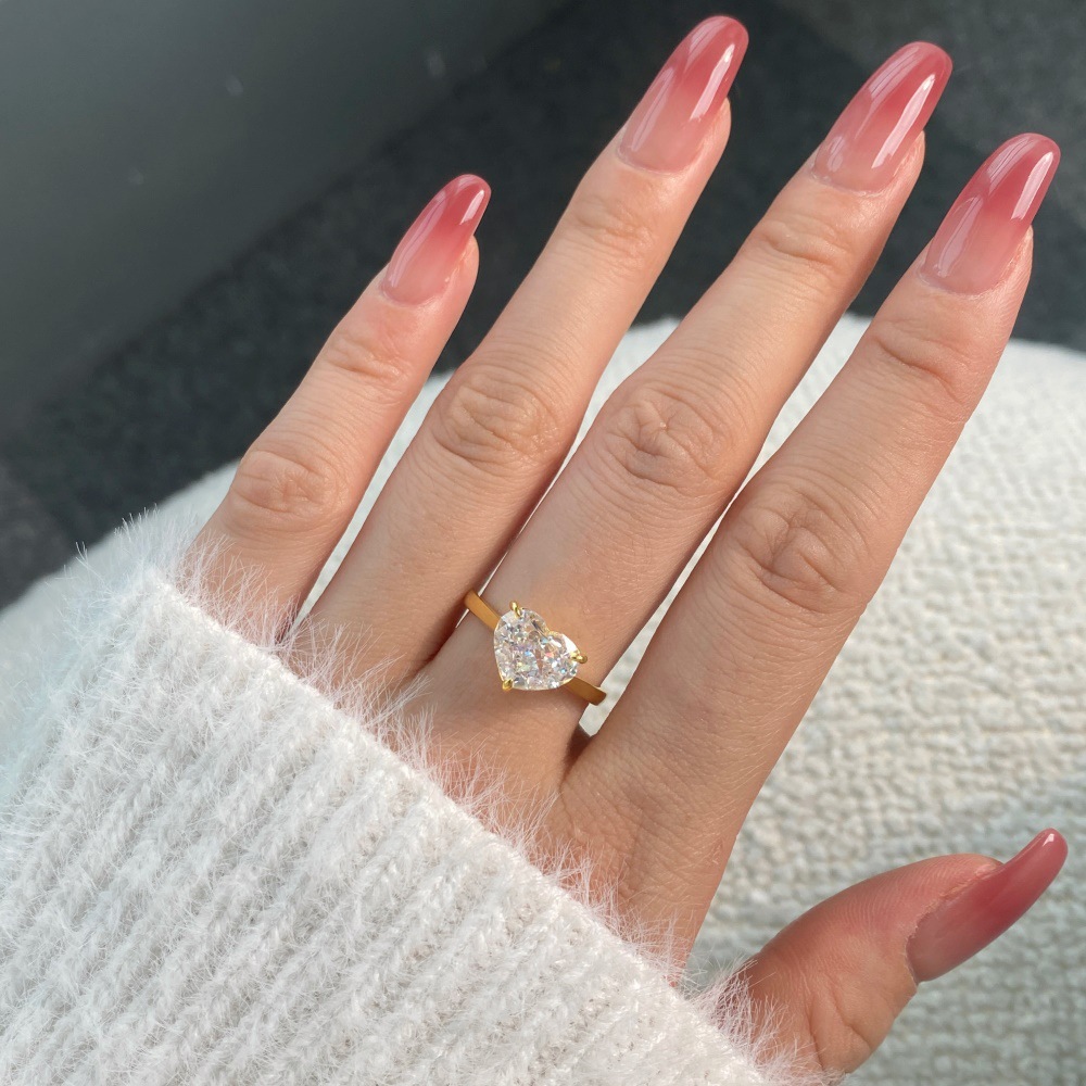 6g Weight Zircon Inlay Material Rings Classification 1 Piece Quantity Holiday, Daily Occasion 925 Sterling Silver Material Heart Shape Pattern Women's Gender Inlay Design Simple Style, Classic Style Style 925 Sterling Silver Zircon Heart Shape Rings 34