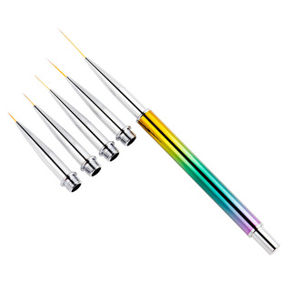Cross-border Nail Art Lining Pen Phototherapy Pen Painted Brush Set with Various Sizes Removable Metal Handle