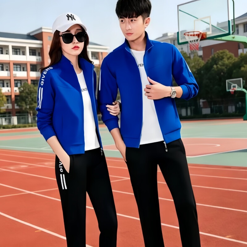 Spring and Autumn New Couple Sports Suits for Men and Women, Same Style Stand-Up Collar Zipper Jacket, Casual Student Class Uniforms, School Uniforms, Sports Wear Spring and Autumn New Couple Sports Suits for Men and Women, Same Style Stand-Up Collar Zipper Jacket, Casual Student Class Uniforms, School Uniforms, Sports Wear