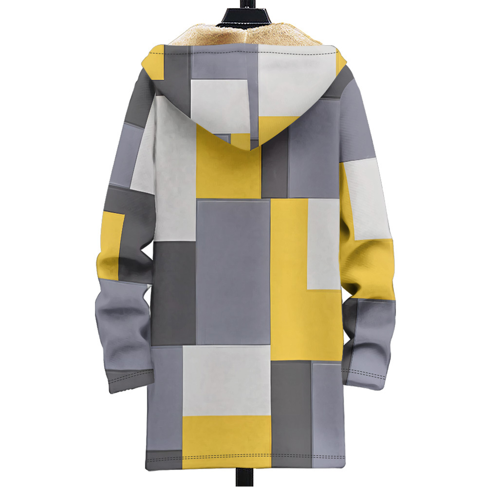 Multi pattern autumn and winter cotton jacket with French velvet 3D printing hooded cardigan zipper pocket thickened_voghion.com