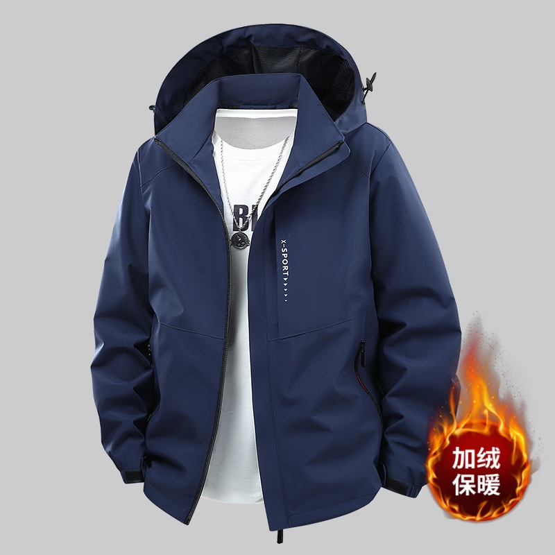 Otoño y invierno con camisa de algodón rojo para hombres a prueba de viento, impermeable, abrigo suelto y grueso, ropa de trabajo caliente al aire libre