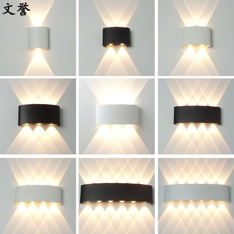 Led Outdoor Waterproof Wall Lamp Courtyard Wall House Hotel Corridor Balcony Indoor and Outdoor up and down Luminous Aluminum Wall Lamp