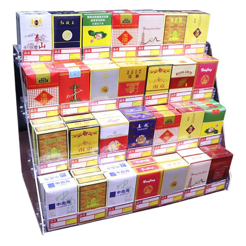 Круглосуточный магазин Полка для сигарет супермаркета Акриловая стойка для лака для ногтей Сигаретная коробка Трапециевидная стойка для сигарет Полка для шкафа для сигарет