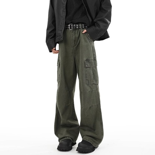 Vintage American Street Style Straight Leg Denim Jeans for Men - Retro Casual Loose Fit, Versatile Unisex Wide Leg Floor-Length Pants