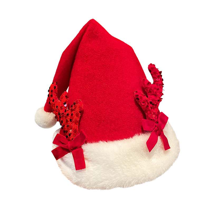 Cappello di Natale Cappello di Babbo Natale carino Bambini Cappello di Babbo Natale adulto Vestito per le feste Regalo per le feste Cappello di pupazzo di neve di peluche_voghion.com
