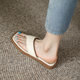 FairyWink is a bit comfortable ~! French Style Square-Toe Flat Slippers Women's Summer Outfit Beach Sandals