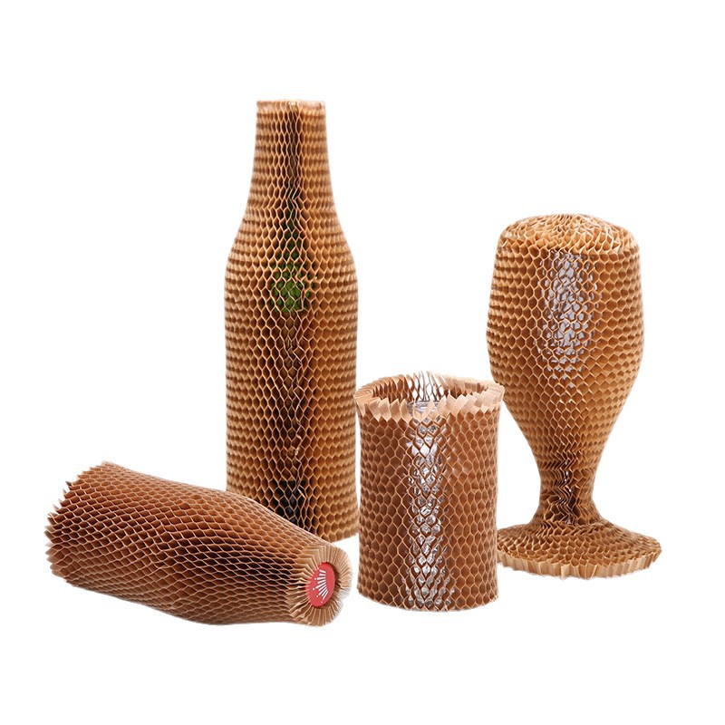 Botella frágil de papel de relleno de amortiguación de vino tinto con cubierta de panal personalizada con cubierta protectora de botella de vidrio de amortiguación degradable