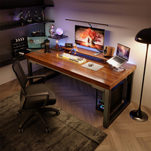 實木電腦桌台式家用學生書桌寫字桌卧室簡約雙人電競辦公桌工作台