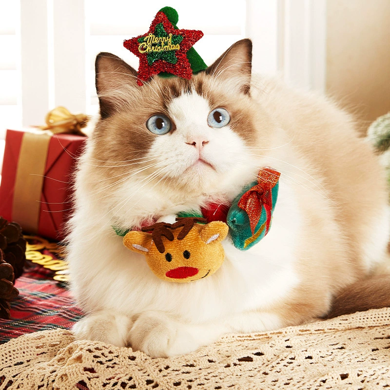 Трансграничный новый рождественский ошейник для домашних животных кошачий орнамент шеи кошачий нагрудник эластичная новогодняя собака ошейник
