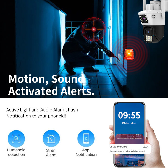 Lente dual de doble pantalla cámara inalámbrica teléfono móvil remoto 360 grados no ángulo muerto fotografía al aire libre monitor casa