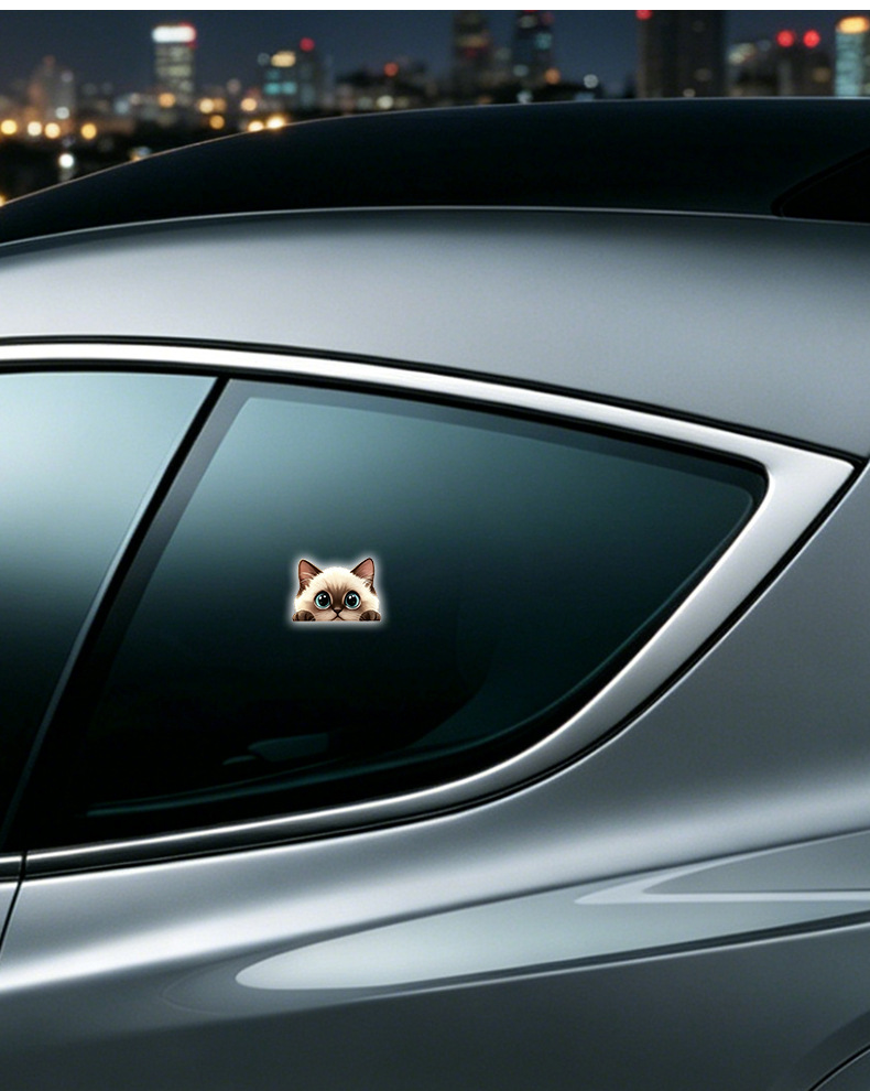 New car interior decoration: cute pet-themed lights, cartoon solar-powered triangular window ambient lights, wireless warning lights with suction cups