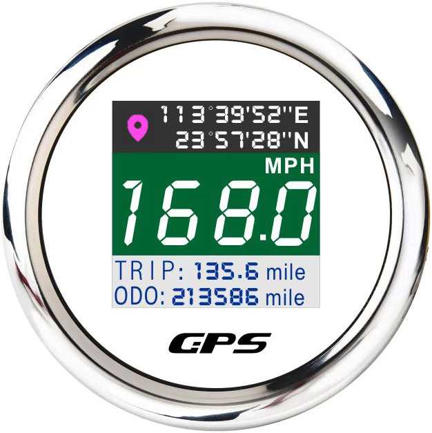 Universal – automobile instrument Speedometer Odometer 12V - silver-edge-white-background