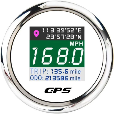 automobile instrument with Latitude and Longitude - silver-edge-white-background