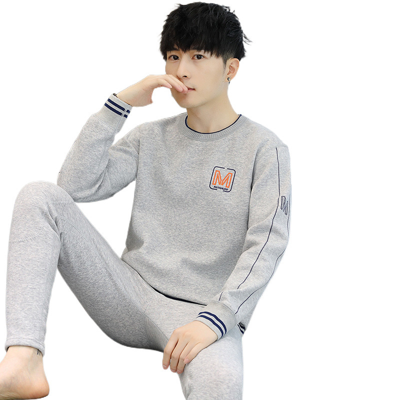남성용 보온 속옷 세트, 벨벳 및 두꺼운 겨울, 청소년, 중, 고등학생, 면 가을 옷 및 긴 바지