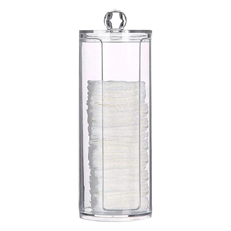 Hisopo de algodón cosmético de algodón caja de almacenamiento de joyas/tarro de almacenamiento de acrílico redondo/caja de almacenamiento de horquilla transparente a prueba de polvo en stock