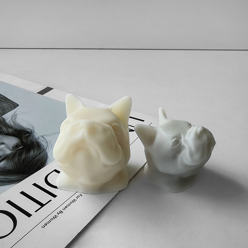Jiahuimei cachorro cabeza aromaterapia vela método Bulldog yeso fragante piedra epoxi decoración molde de silicona