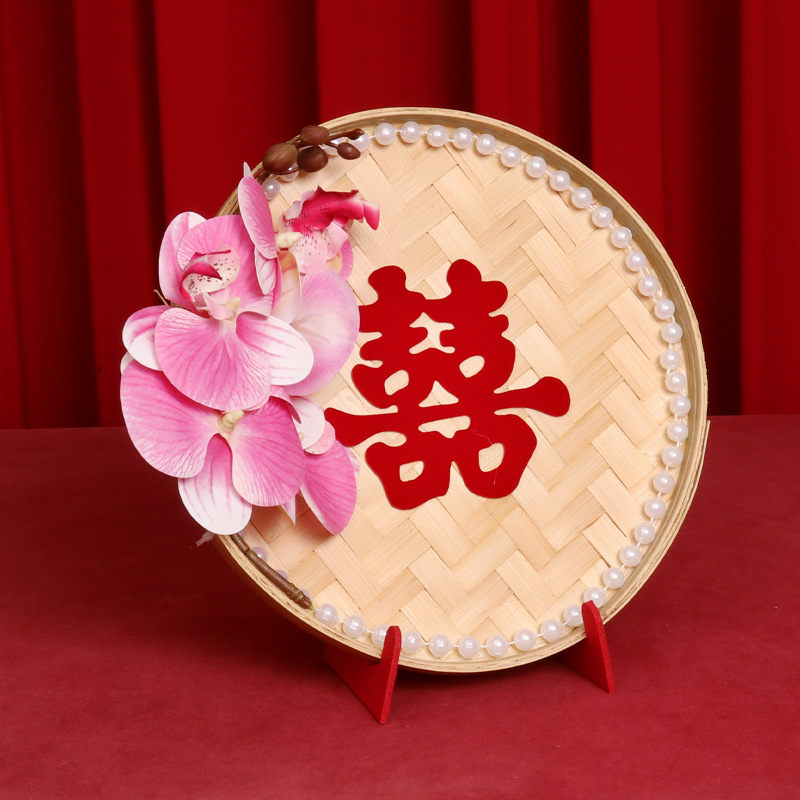 Dustpan ornament set-(pink flower + grassxi) 1 set 300g