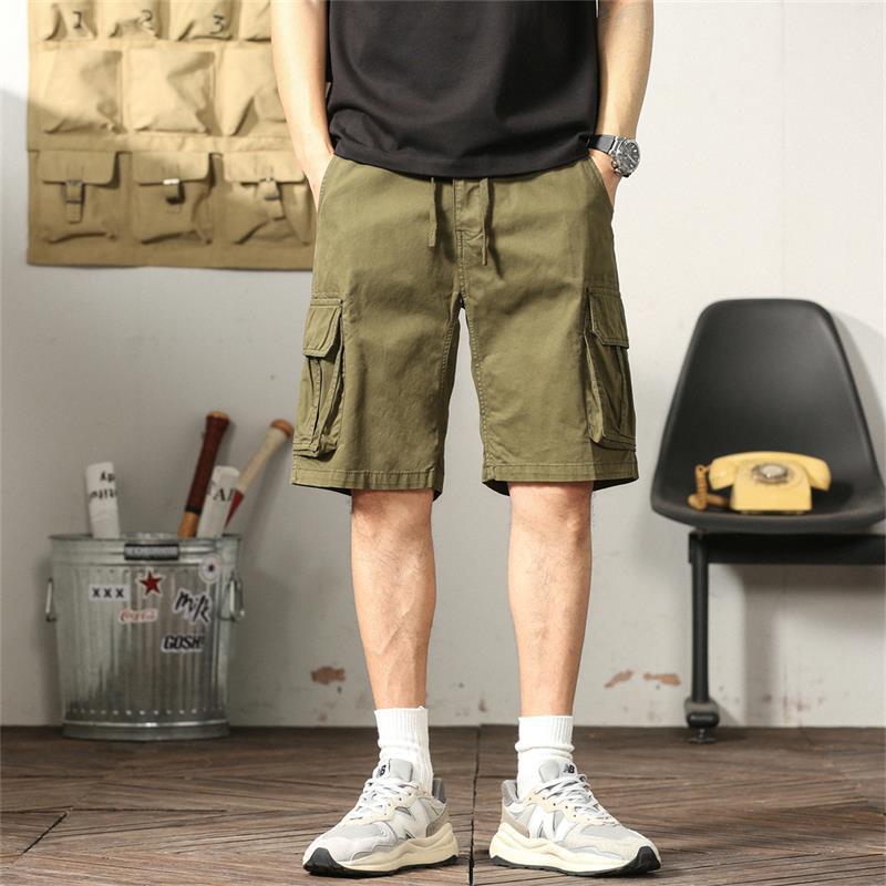 Wholesale summer new multi-pocket cotton overalls shorts men's simple all-match casual pants outdoor sports men