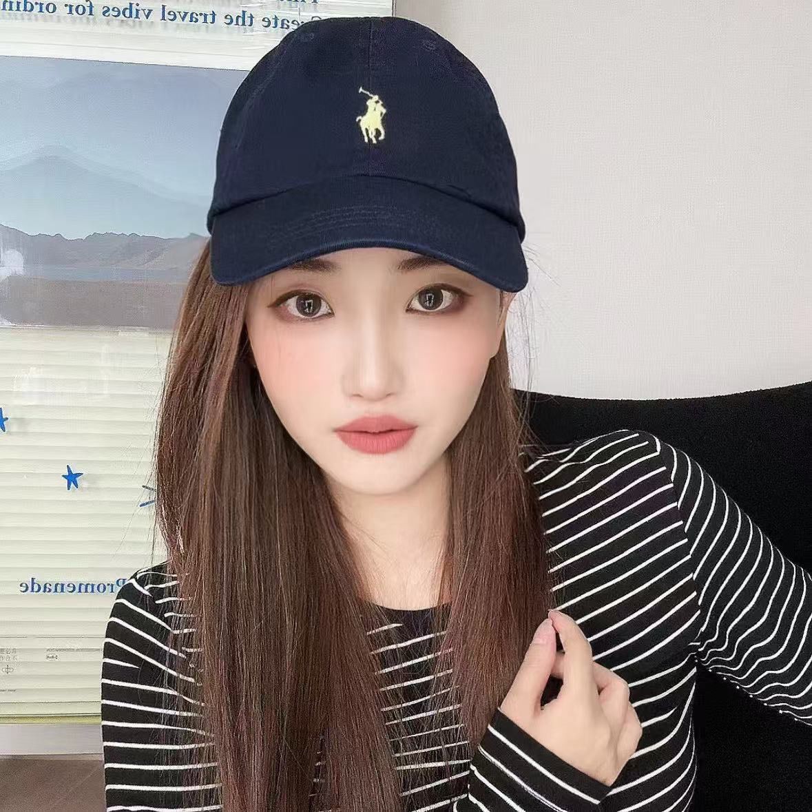 帽子男女款夏季棒球帽软顶大帽檐显脸小马标百搭灰色宽檐鸭舌帽