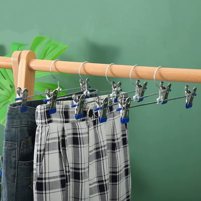 伸缩裤架裤夹家用不锈钢强力多功能衣裤撑架服装店无痕jk裙裤夹子