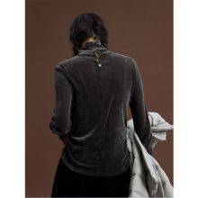 时简 叠穿shen器 高领微光泽丝绒打底衫冬季通勤显瘦上衣潮02227