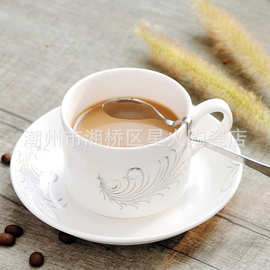 厂家批发陶瓷咖啡杯碟150ml水杯子新骨瓷办公花茶杯子带碟子